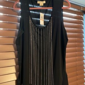 Womens Michael Kors shirt size 2X black silver brand new sleeveless blouse